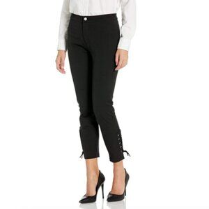 NEW Lysse Black Twill Lace Up Ankle Cropped High Rise Stretch Pants Sz. M